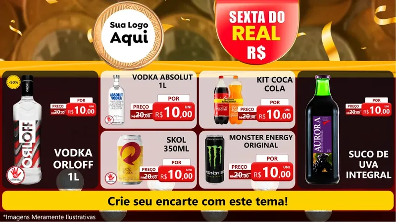 Modelo de TV para TV Horizontal com o tema Sexta do Real para Distribuidora de bebidas