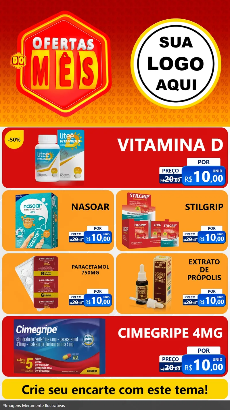 Modelo de TV para TV Vertical com o tema Ofertas do Mês para Farmácia