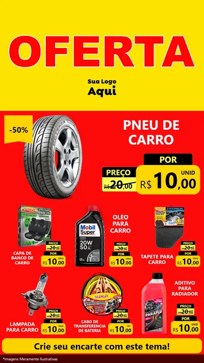 Modelo de Rede Social para Stories com o tema OFERTA - Vermelho Cartaz para Auto peças