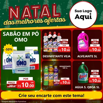 Modelo de Rede Social para Feed Facebook com o tema Natal das Melhores Ofertas para Produtos de Limpeza