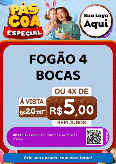 Modelo de Cartaz para Cartaz A4 Vertical com o tema Páscoa Especial para Móveis e Eletro