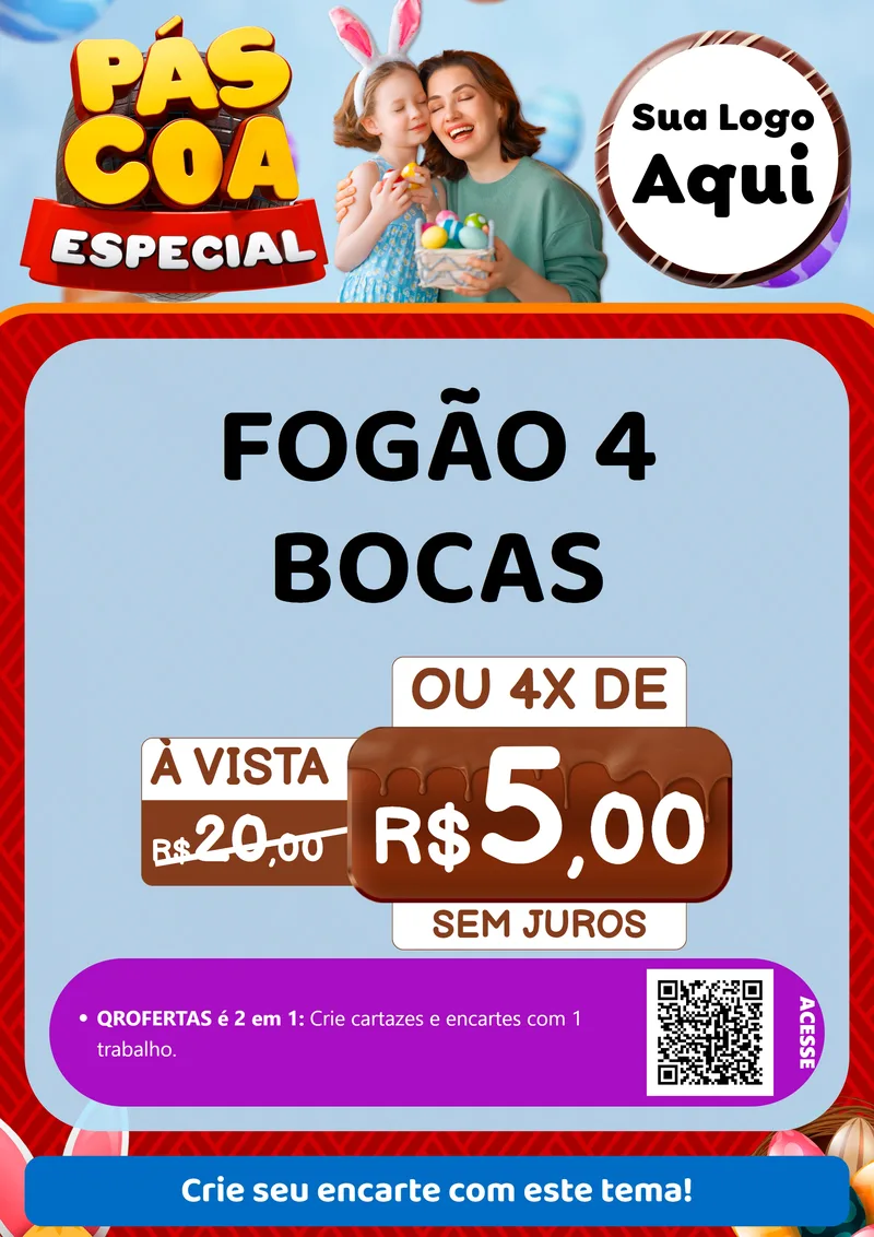 Modelo de Cartaz para Cartaz A4 Vertical com o tema Páscoa Especial para Móveis e Eletro