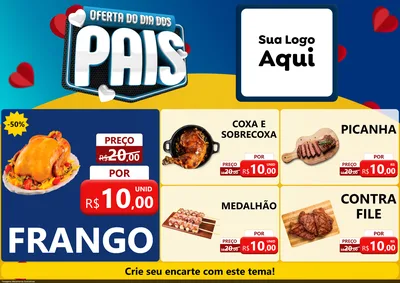 Modelo de Encarte para Encarte A4 Horizontal com o tema Oferta Do Dia Dos Pais para Assados