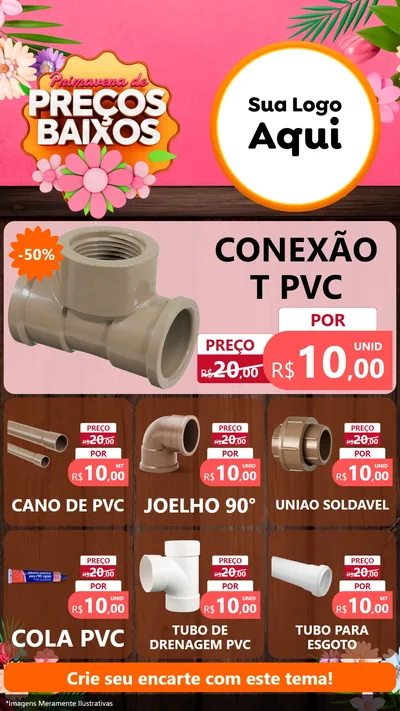 Modelo de Rede Social para Stories com o tema Primavera de Preços Baixos para Tubos e conexões