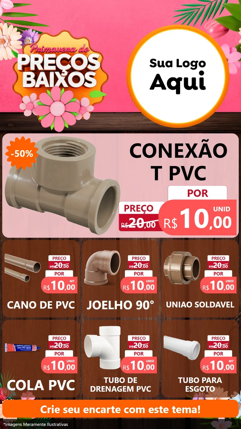 Modelo de Rede Social para Stories com o tema Primavera de Preços Baixos para Tubos e conexões