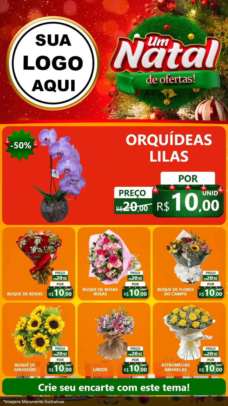 Modelo de Rede Social para Stories com o tema Um Natal de Ofertas para Floricultura e jardim