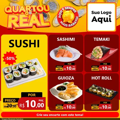 Modelo de Rede Social para Feed Facebook com o tema Quartou do Real para Comida japonesa