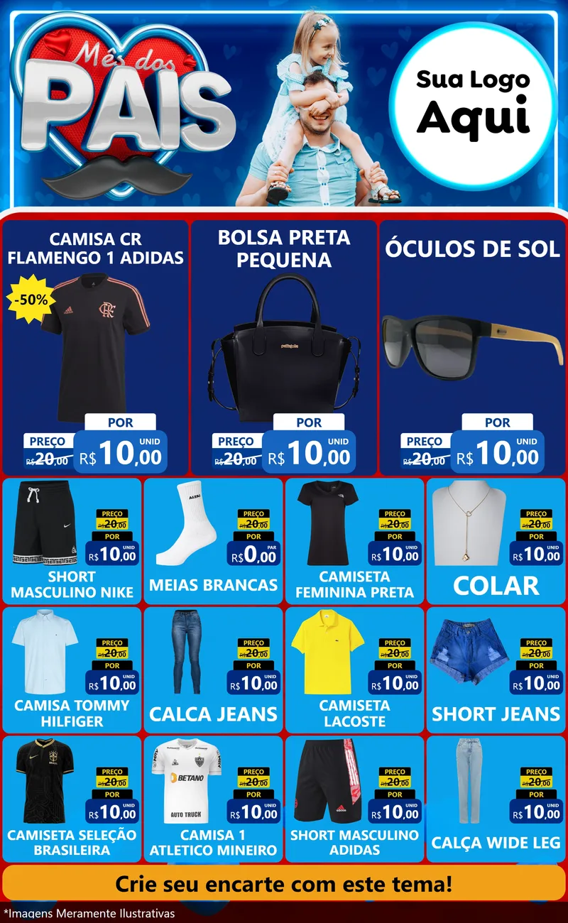 Modelo de Encarte para Encarte Grande com o tema Mês Dos Pais para Roupas e acessórios