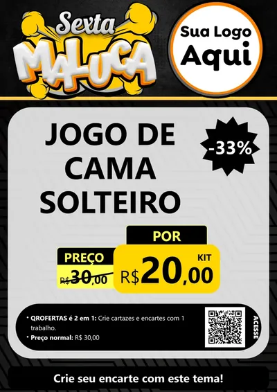 Modelo de Cartaz para Cartaz A4 Vertical com o tema Sexta Maluca para Cama, Mesa e Banho