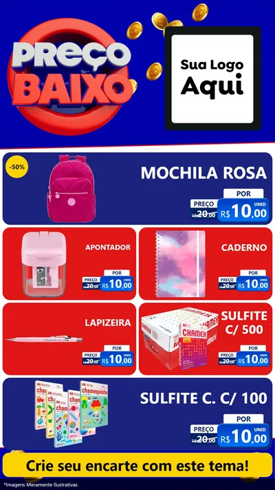 Modelo de TV para TV Vertical com o tema Preço Baixo para Papelaria