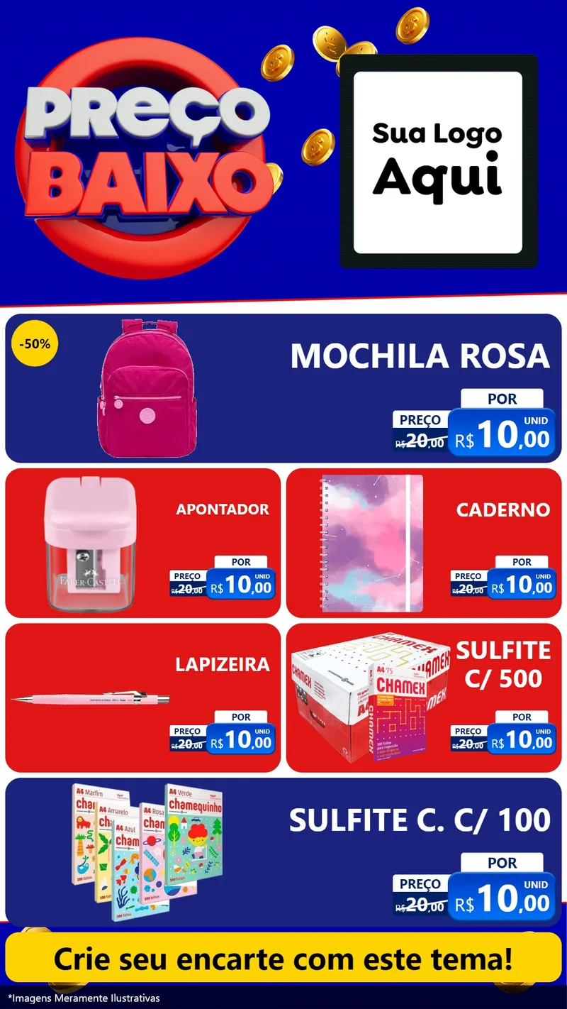Modelo de TV para TV Vertical com o tema Preço Baixo para Papelaria