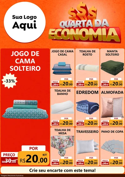 Modelo de Encarte para Encarte A4 Vertical com o tema Quarta da Economia para Cama, Mesa e Banho