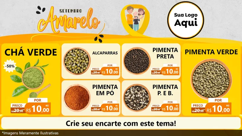Modelo de TV para TV Horizontal com o tema Setembro Amarelo para Produtos Naturais