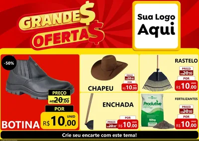Modelo de Encarte para Encarte A4 Horizontal com o tema Grandes Ofertas para Agropecuária