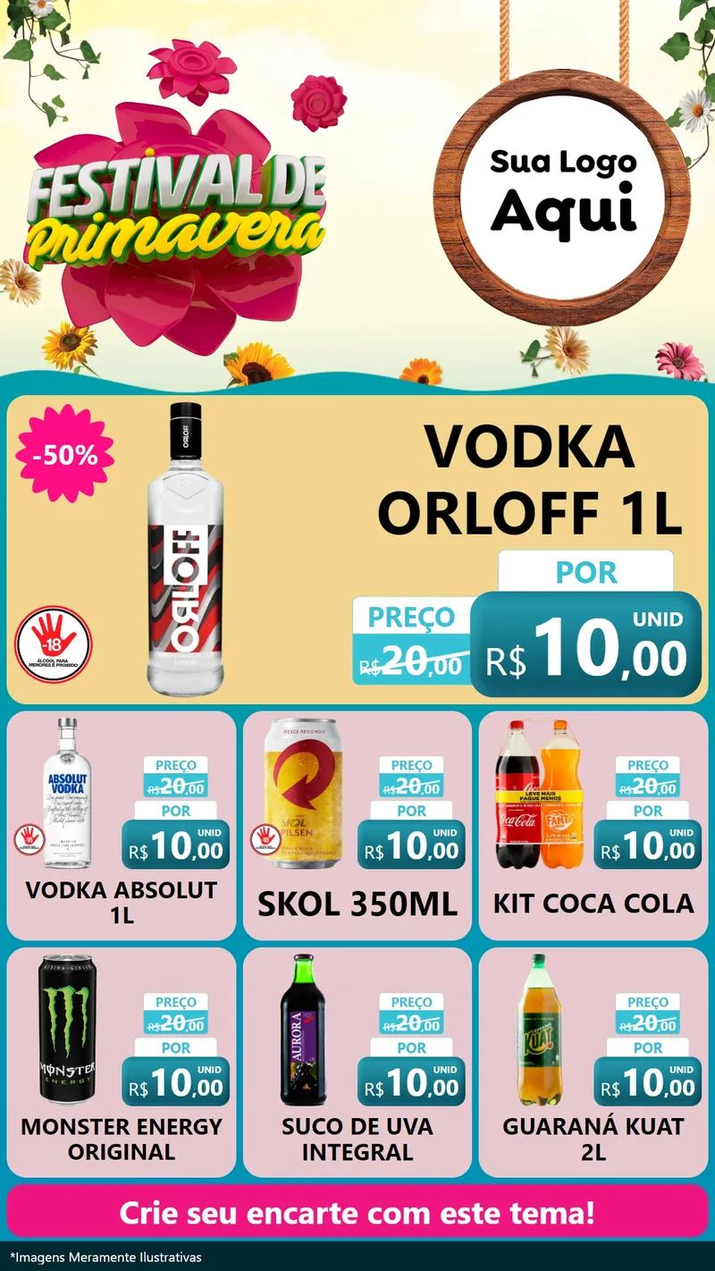 Modelo de Rede Social para Stories com o tema Festival de Primavera para Distribuidora de bebidas