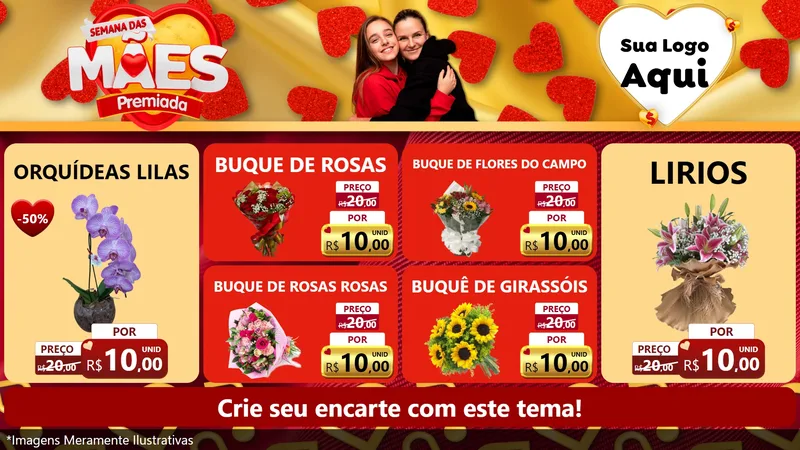 Modelo de TV para TV Horizontal com o tema Semana das Mães Premiada para Floricultura e jardim