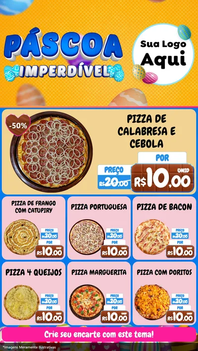 Modelo de Rede Social para Stories com o tema Páscoa Imperdível para Pizzaria