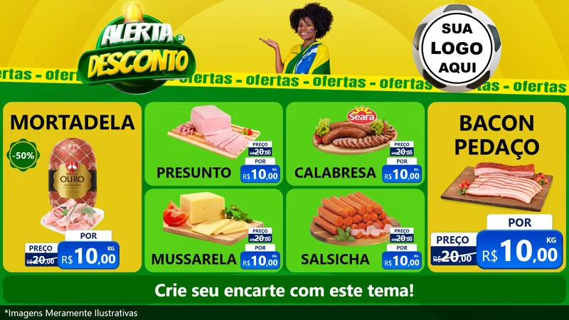 Modelo de TV para TV Horizontal com o tema Alerta de Desconto para Frios e Laticínios