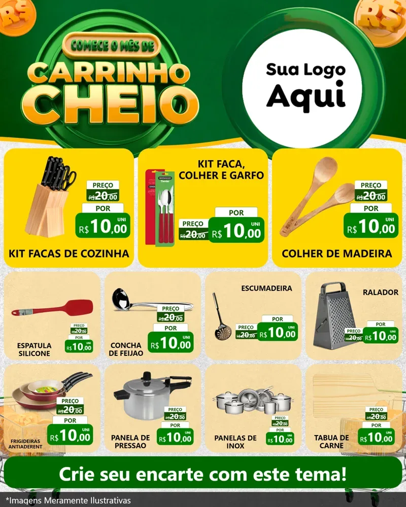 Modelo de Rede Social para Feed Instagram com o tema Carrinho Cheio para Utilidades Domésticas