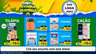 Modelo de TV para TV Horizontal com o tema Feriado da Proclamação da República para Peixaria