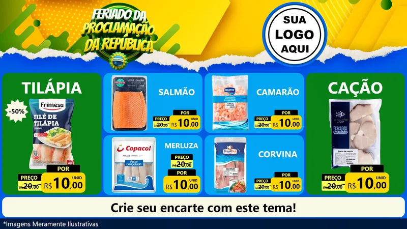 Modelo de TV para TV Horizontal com o tema Feriado da Proclamação da República para Peixaria