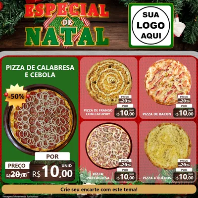 Modelo de Rede Social para Feed Facebook com o tema Especial de Natal para Pizzaria