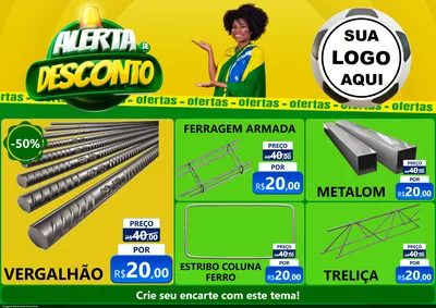 Modelo de Encarte para Encarte A4 Horizontal com o tema Alerta de Desconto para Ferragens