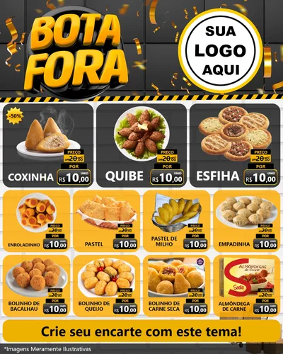 Modelo de Rede Social para Feed Instagram com o tema Bota Fora para Salgadaria