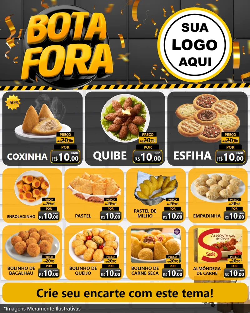 Modelo de Rede Social para Feed Instagram com o tema Bota Fora para Salgadaria