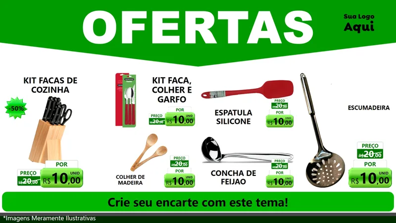 Modelo de TV para TV Horizontal com o tema Ofertas Verde Cartaz para Utilidades Domésticas