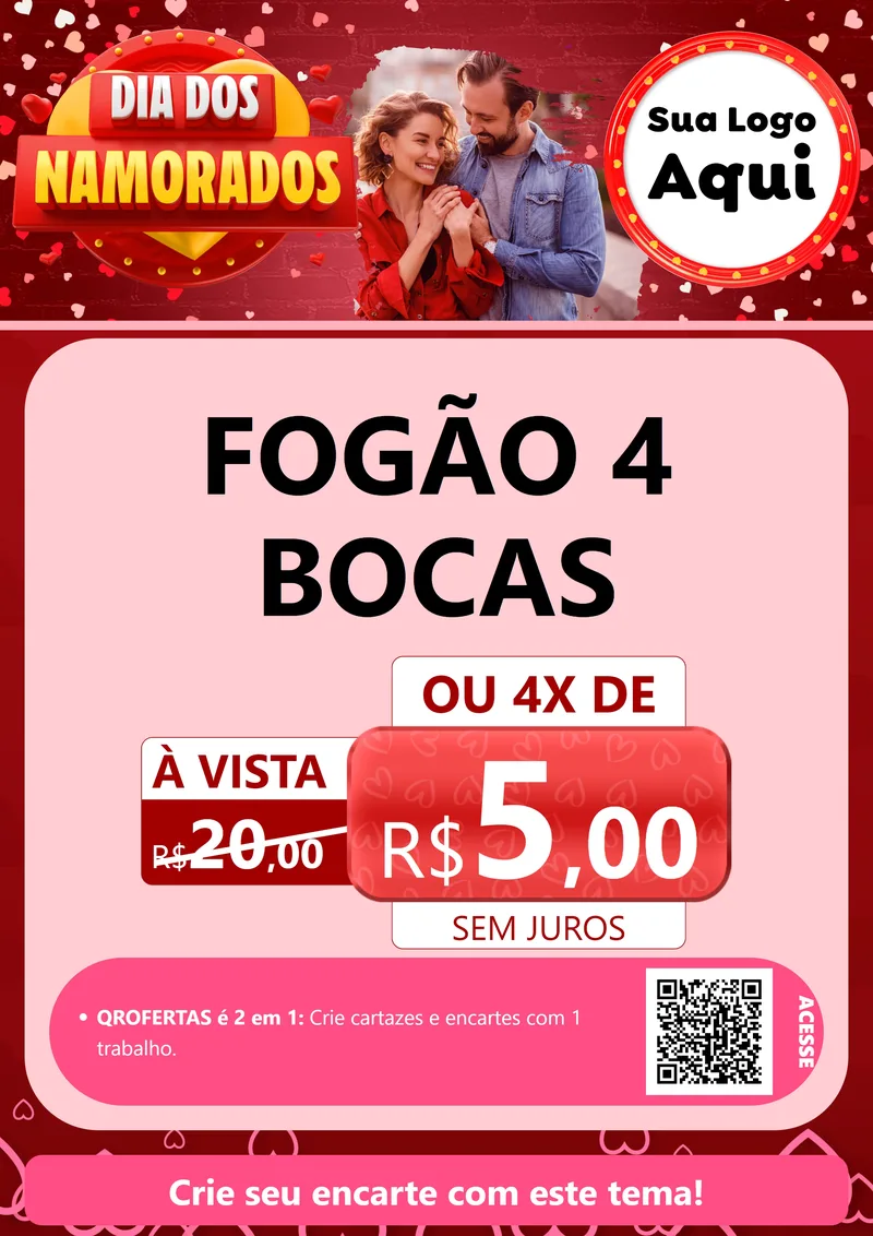 Modelo de Cartaz para Cartaz A4 Vertical com o tema Dia Dos Namorados para Móveis e Eletro