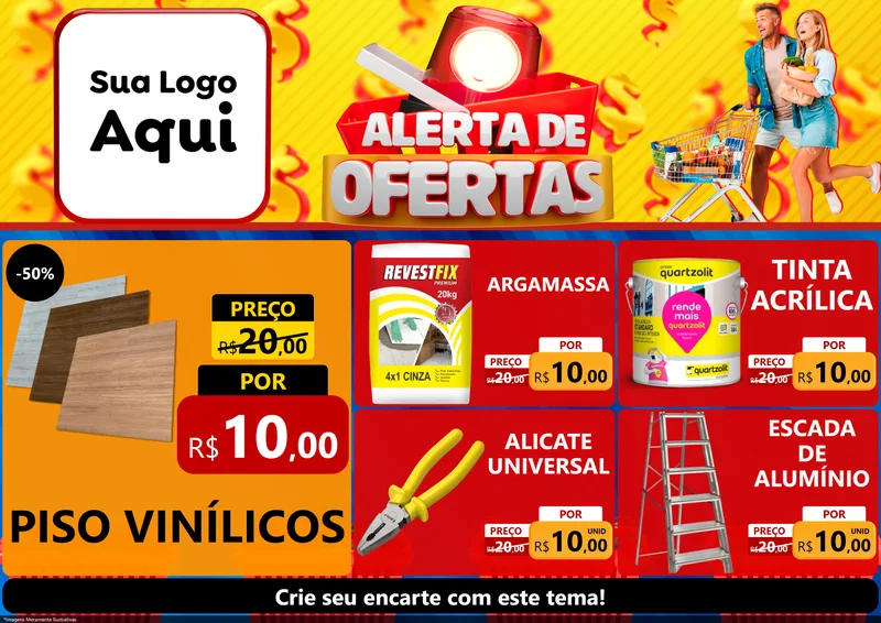 Modelo de Encarte para Encarte A4 Horizontal com o tema Alerta de Ofertas para Material para Construção
