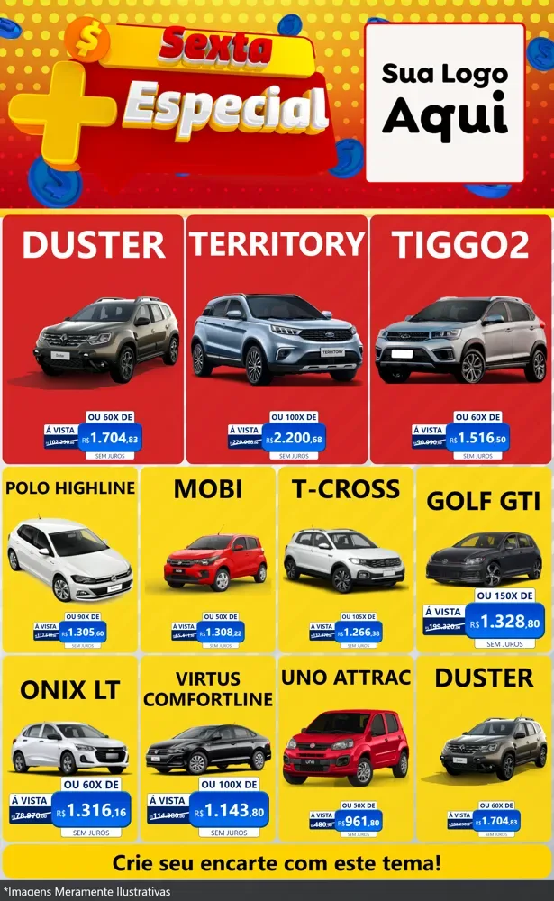 Modelo de Encarte para Encarte Grande com o tema Sexta Mais Especial para Concessionaria de Carros