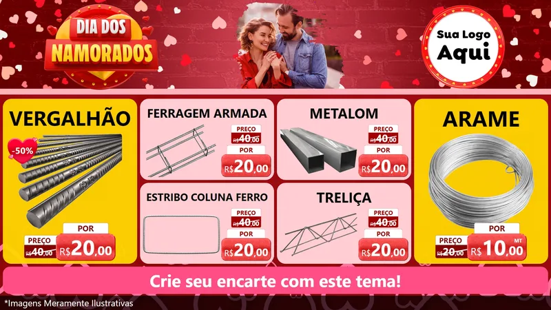 Modelo de TV para TV Horizontal com o tema Dia Dos Namorados para Ferragens