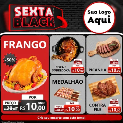 Modelo de Rede Social para Feed Facebook com o tema Sexta Black para Assados