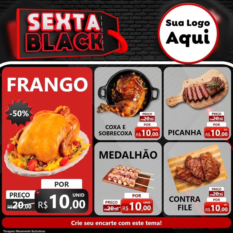 Modelo de Rede Social para Feed Facebook com o tema Sexta Black para Assados