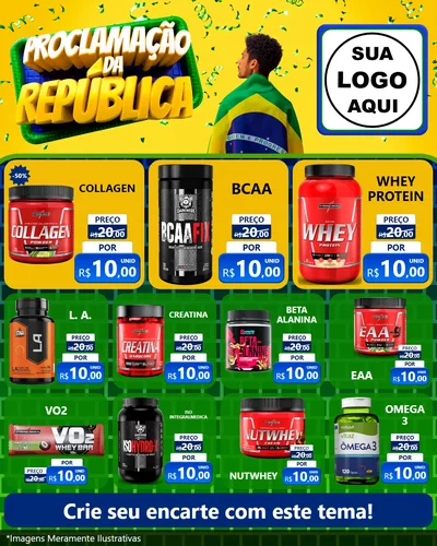 Modelo de Rede Social para Feed Instagram com o tema Proclamação da República para Suplementos alimentares