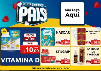 Modelo de Encarte para Encarte A4 Horizontal com o tema Oferta Do Dia Dos Pais para Farmácia