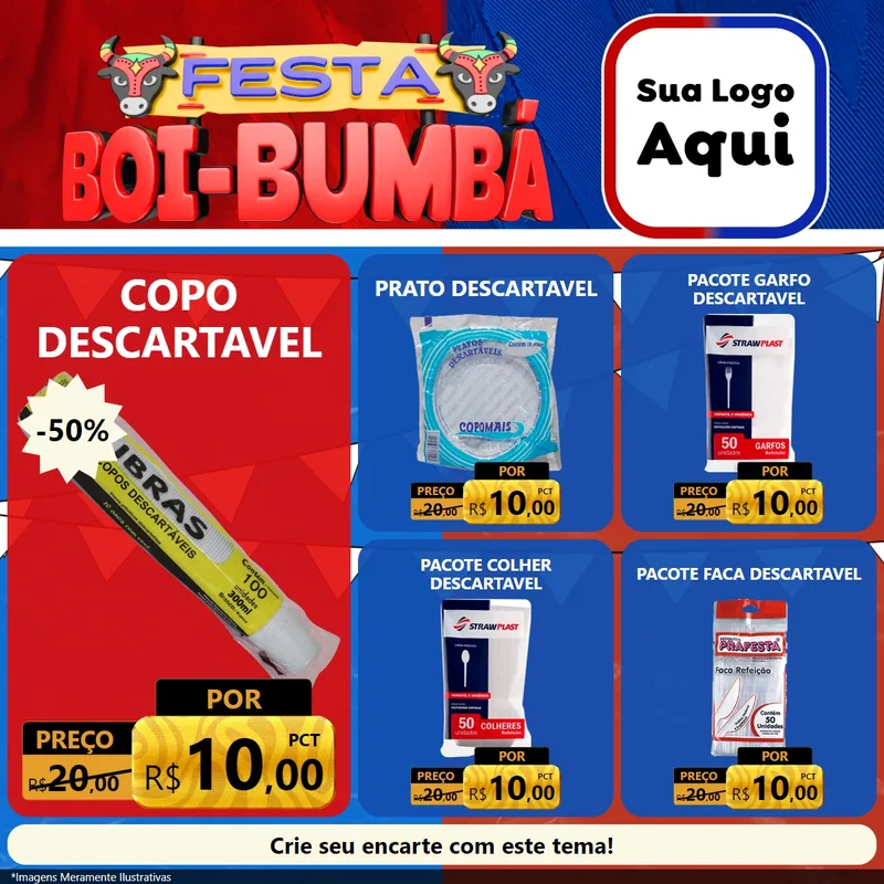 Modelo de Rede Social para Feed Facebook com o tema Festa Boi Bumbá para Embalagens