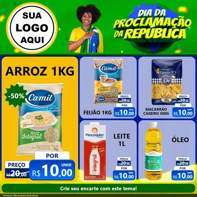 Modelo de Rede Social para Feed Facebook com o tema Dia Da Proclamação Da República para Supermercado
