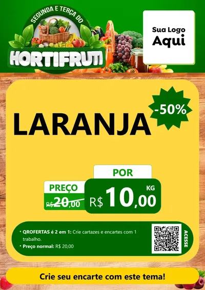 Modelo de Cartaz para Cartaz A4 Vertical com o tema Segunda e Terça do Hortifruti para Hortifrúti