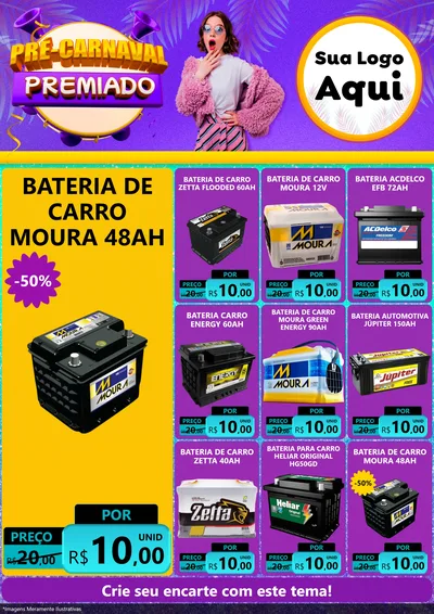 Modelo de Encarte para Encarte A4 Vertical com o tema Pré-Carnaval Premiado para Baterias Elétricas