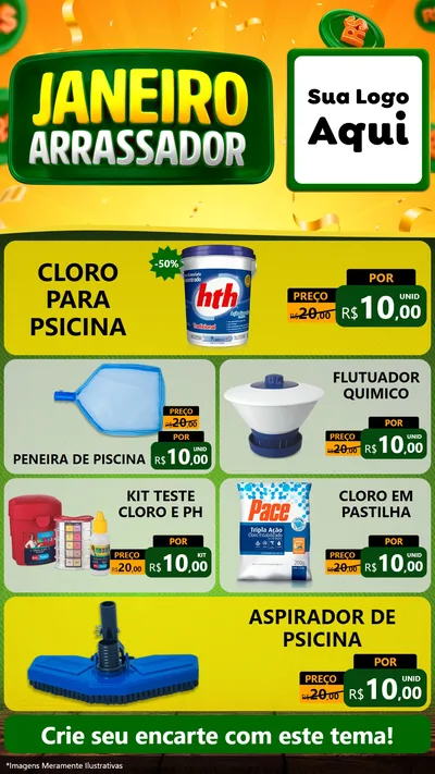 Modelo de TV para TV Vertical com o tema Janeiro Arrasador para Produtos para Piscina