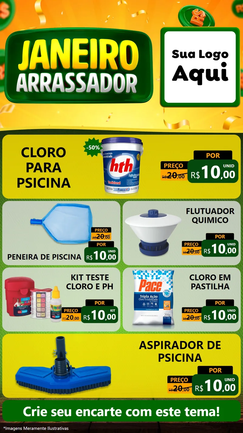 Modelo de TV para TV Vertical com o tema Janeiro Arrasador para Produtos para Piscina