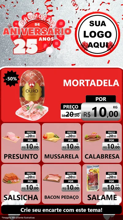 Modelo de Rede Social para Stories com o tema Promoção de Aniversário - 25Anos para Frios e Laticínios