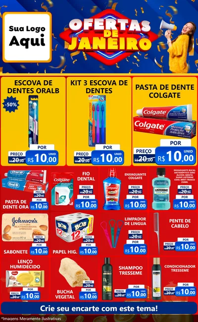 Modelo de Encarte para Encarte Grande com o tema Ofertas de Janeiro para Higiene Pessoal