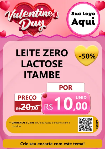 Modelo de Cartaz para Cartaz A4 Vertical com o tema Valentine's Day para Frios e Laticínios