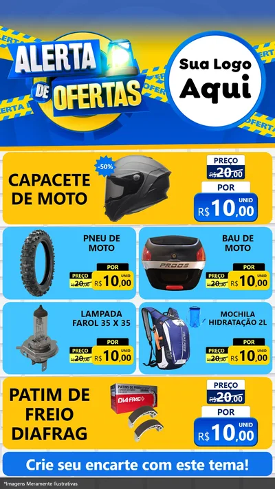 Modelo de TV para TV Vertical com o tema Alerta de Ofertas para Moto peças