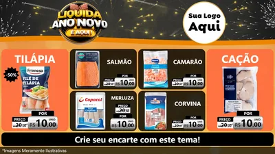 Modelo de TV para TV Horizontal com o tema Liquida Ano Novo É Aqui! para Peixaria
