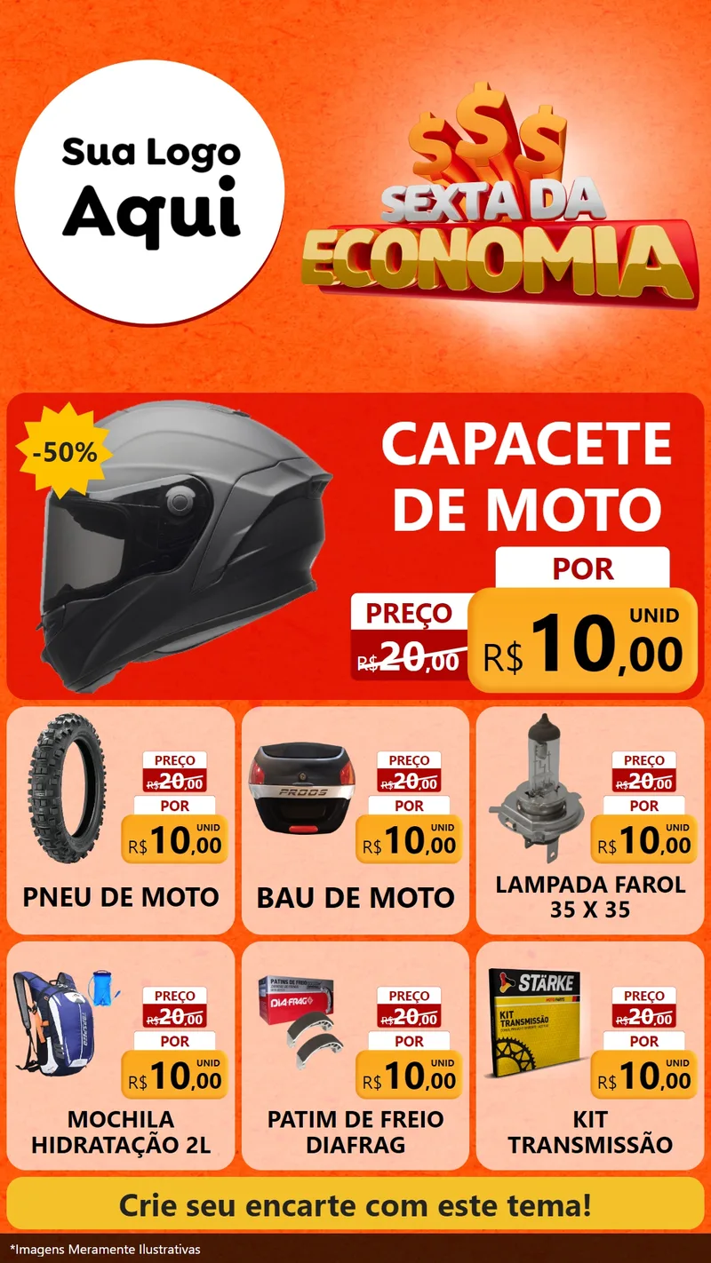 Modelo de Rede Social para Stories com o tema Sexta da Economia para Moto peças
